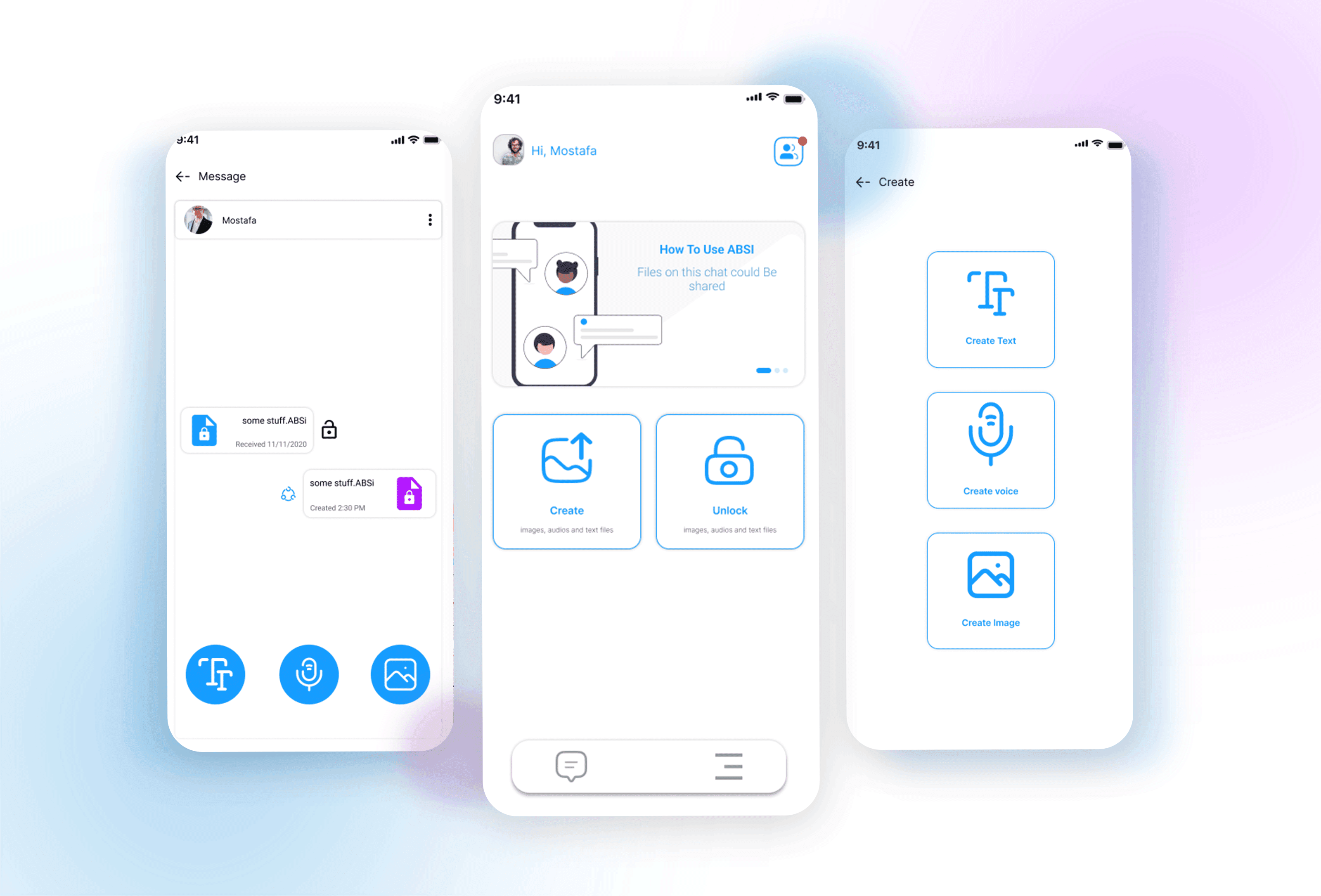 ABSI app secure sharing interface