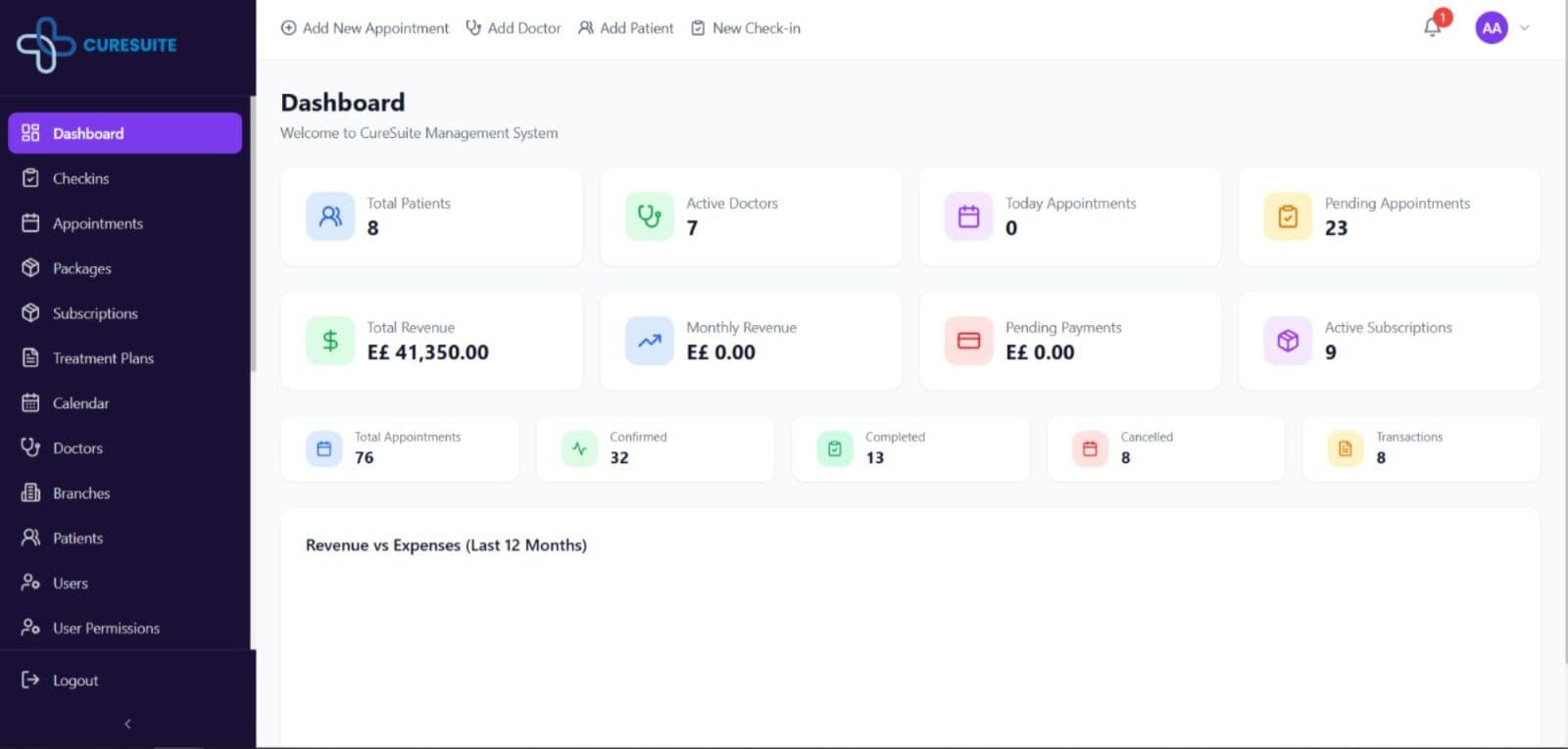 CureSuite clinic interface screenshot 5